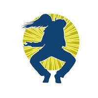 Silhouette of a slim female in dance pose. Silhouette of a woman dancing. vector