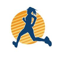 Silhouette of a sporty woman in running pose. Silhouette of a female run pose. vector