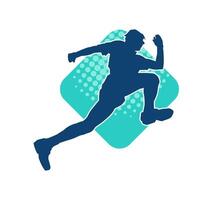 Silhouette of a sporty man in running pose. Silhouette of a male run pose. vector