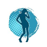 Silhouette of A Female Dancer in Action Pose. Silhouette of A Slim Woman in Dancing Pose. vector