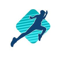 Silhouette of a sporty man in running pose. Silhouette of a male run pose. vector