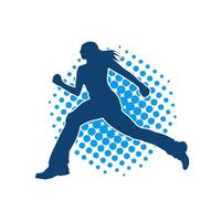 Silhouette of a sporty woman in running pose. Silhouette of a female run pose. vector