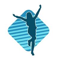 Silhouette of A Female Dancer in Action Pose. Silhouette of A Slim Woman in Dancing Pose. vector