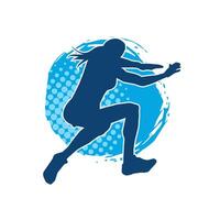 Silhouette of a happy woman jumping pose. Silhouette of a female model jumps. vector