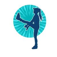 Silhouette of a slim sporty woman doing pilates exercise. Silhouette of a sporty female doing physical exercise. vector