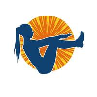 Silhouette of a slim sporty woman doing pilates exercise. Silhouette of a sporty female doing physical exercise. vector