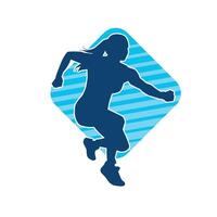 Silhouette of a sporty woman in running pose. Silhouette of a female run pose. vector