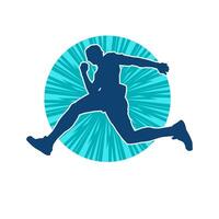 Silhouette of a sporty man in running pose. Silhouette of a male run pose. vector