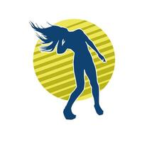 Silhouette of a slim female in dance pose. Silhouette of a woman dancing. vector