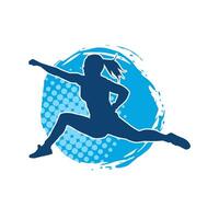 Silhouette of slim female doing exercise. Silhouette of a sporty woman doing gym workout pose. vector