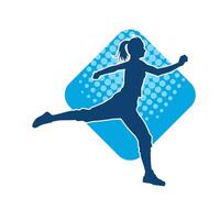 Silhouette of a happy woman jumping pose. Silhouette of a female model jumps. vector