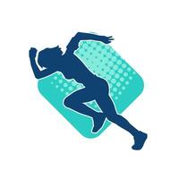 Silhouette of a sporty woman in running pose. Silhouette of a female run pose. vector