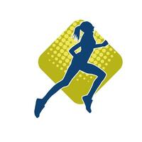 Silhouette of a sporty woman in running pose. Silhouette of a female run pose. vector