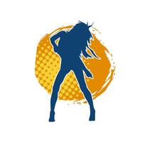 Silhouette of a slim female in dance pose. Silhouette of a woman dancing. vector