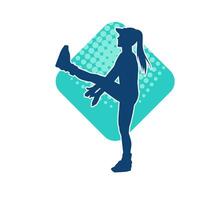 Silhouette of a slim sporty woman doing pilates exercise. Silhouette of a sporty female doing physical exercise. vector