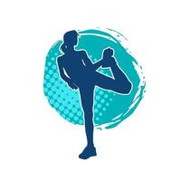 Silhouette of a slim sporty woman doing pilates exercise. Silhouette of a sporty female doing physical exercise. vector