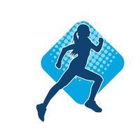 Silhouette of a sporty woman in running pose. Silhouette of a female run pose. vector