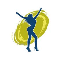 Silhouette of a slim female in dance pose. Silhouette of a woman dancing. vector