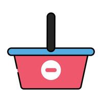 A creative design icon of remove from basket vector