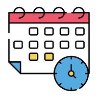 Clock with calendar, icon of timetable vector
