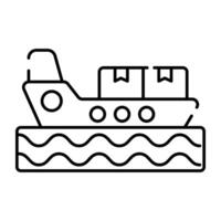 A linear design icon of cargo boat vector