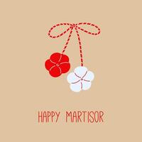 martisor primavera símbolo ilustración folklore rojo y blanco cinta amuleto vector