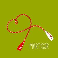 Martisor spring symbol Illustration folklore red and white ribbon amulet vector