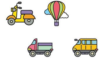 Transportation and types of vehicles vector art illustration