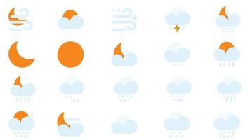 Weather and clouds forecast vector icons isolated