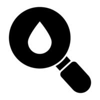 Droplet under magnifying glass, icon of search drop vector