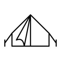 linear design icon of camp, outdoor accommodation vector