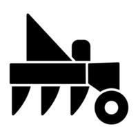 A farming tool icon, solid design of ploughing vector