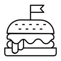 Junk food icon, linear design of burger vector