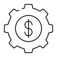 Icon of money management, dollar inside gear wheel vector