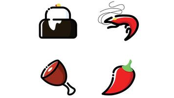 Abstract food and beverage duetone icon set vector