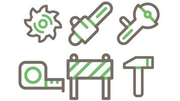 Construction and industrial tools icon set vector for UI and animation