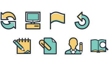 Abstract business and daily life vector art icons colored and outlined