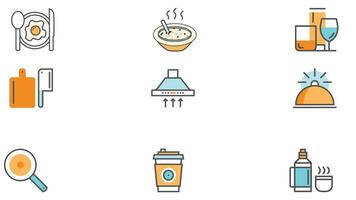 Abstract food and beverage duetone icon set vector