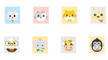 Joyful and colorful animal stickers vector illlustration