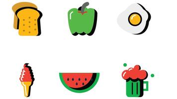 Abstract food and beverage duetone icon set vector