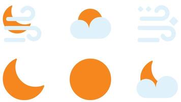 Weather and clouds forecast vector icons isolated