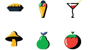 Abstract food and beverage duetone icon set vector