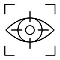 Eye inside reticle, icon of iris recognition vector