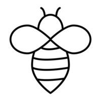 A linear design icon of honey bee vector