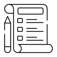 Paper with pencil showcasing agenda list icon vector