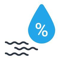 Water droplet with percentage sign, icon of humidity vector