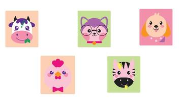 Joyful and colorful animal stickers vector illlustration