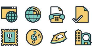 Abstract business and daily life vector art icons colored and outlined