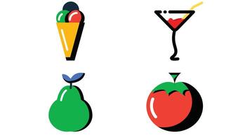 Abstract food and beverage duetone icon set vector