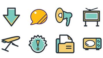 Abstract business and daily life vector art icons colored and outlined